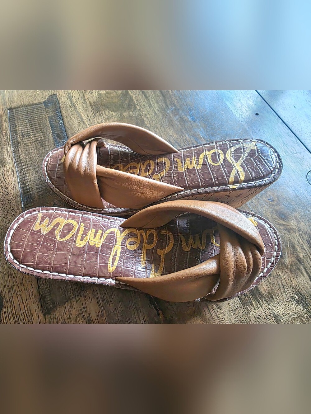 Sam Edelman Tan Leather Slide Sandals